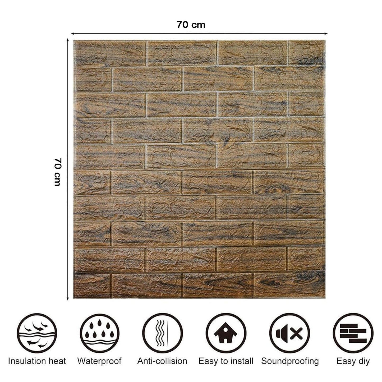 Wallpaper 3D Foam Wallpaper Sticker Panels (70 x 70 Cm / 1 Pc)