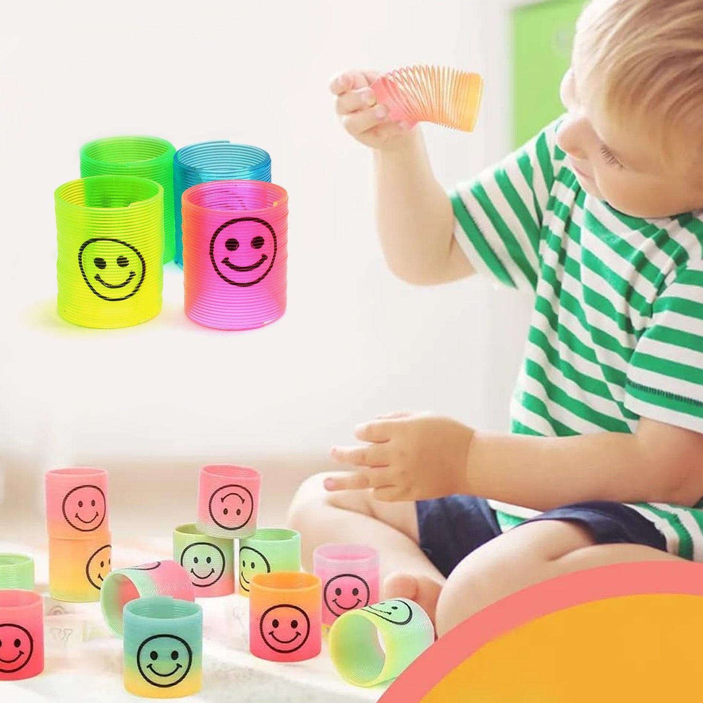 Multicolor Magic Smiley Spring, Spring Toys, Slinky, Slinky Spring Toy, Toy for Kids for Birthdays, Compact and Portable Easy to Carry (12 Pcs Set)