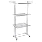3-Tier Foldable Stainless Steel Cloth Drying Stand with Wheels