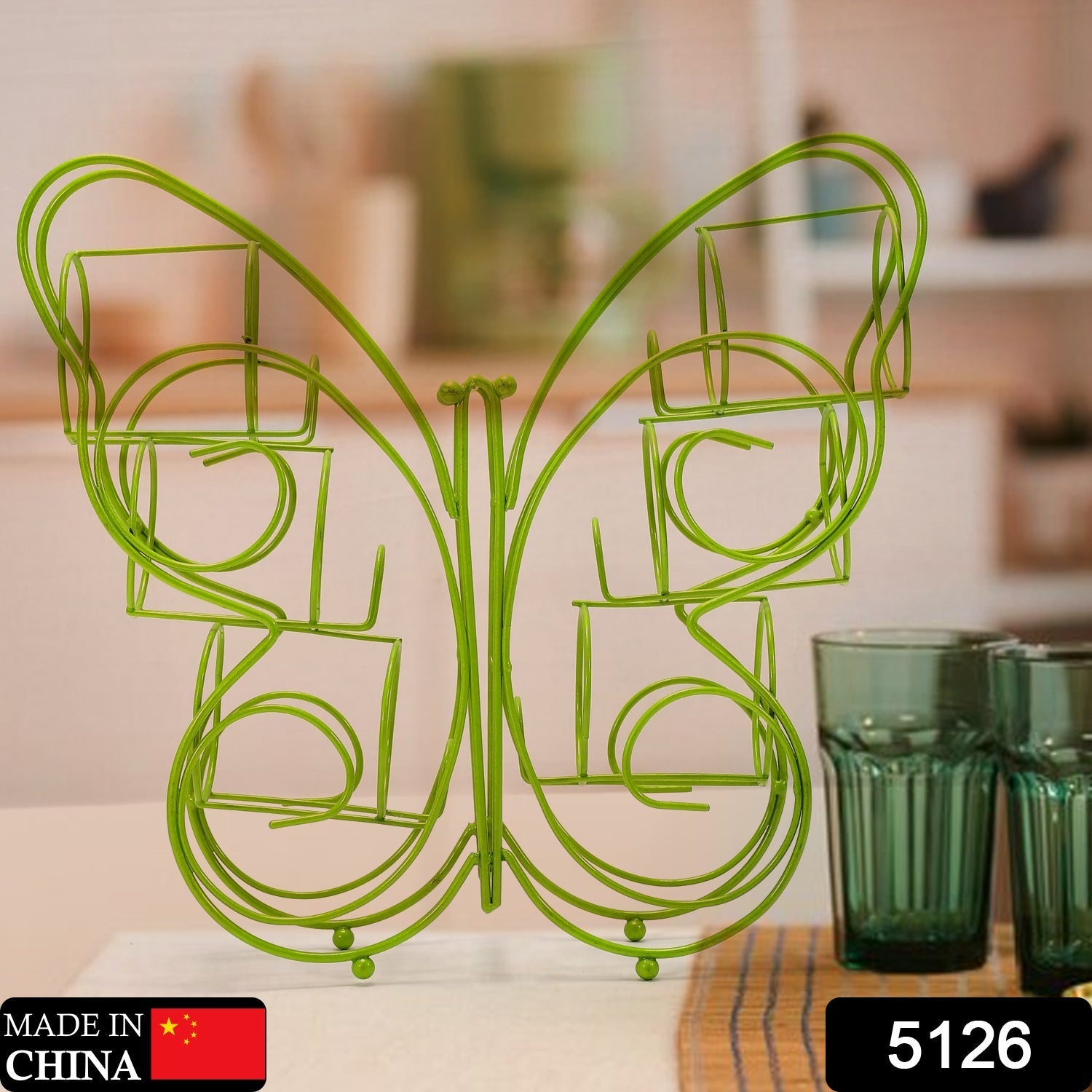 6-hole stainless steel glass holder in butterfly design