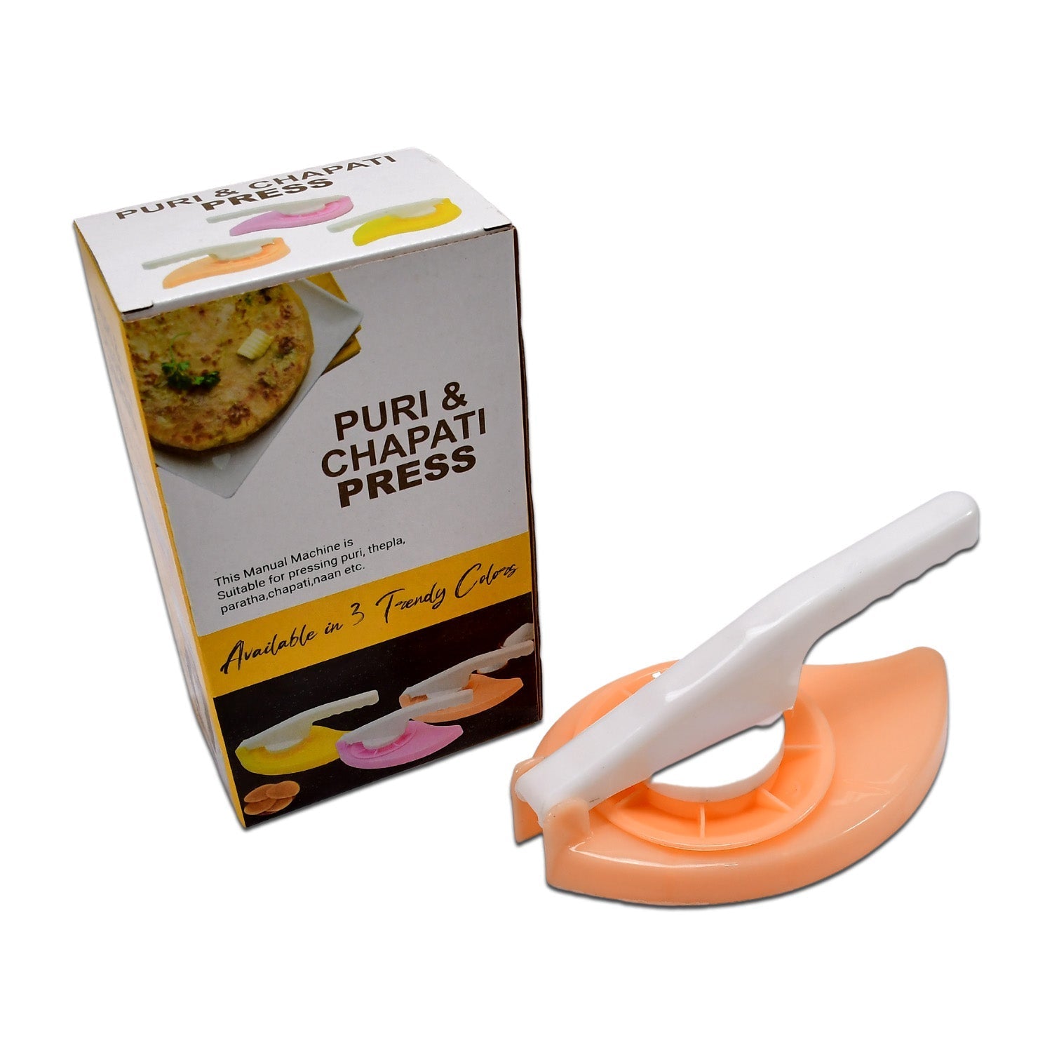 Kitchen tool for pressing puri and chapati with ease.