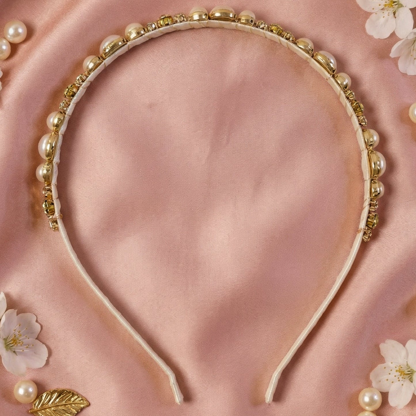 Premium Pearl & Crystal Embellished Hair Band (1 Pc)