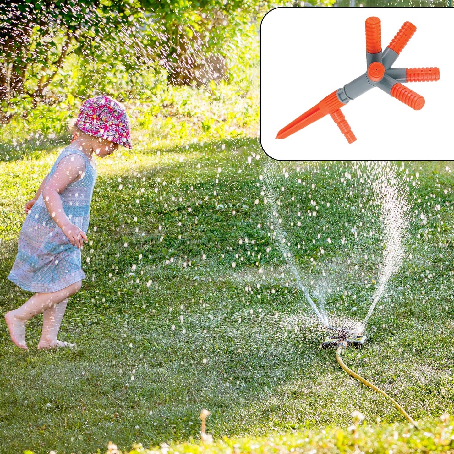 Garden Sprinkler 360Â° Rotating Adjustable Round 5 Arm Lawn Water Sprinkler for Watering Garden Plants / Pipe Hose Irrigation Yard Water Sprayer