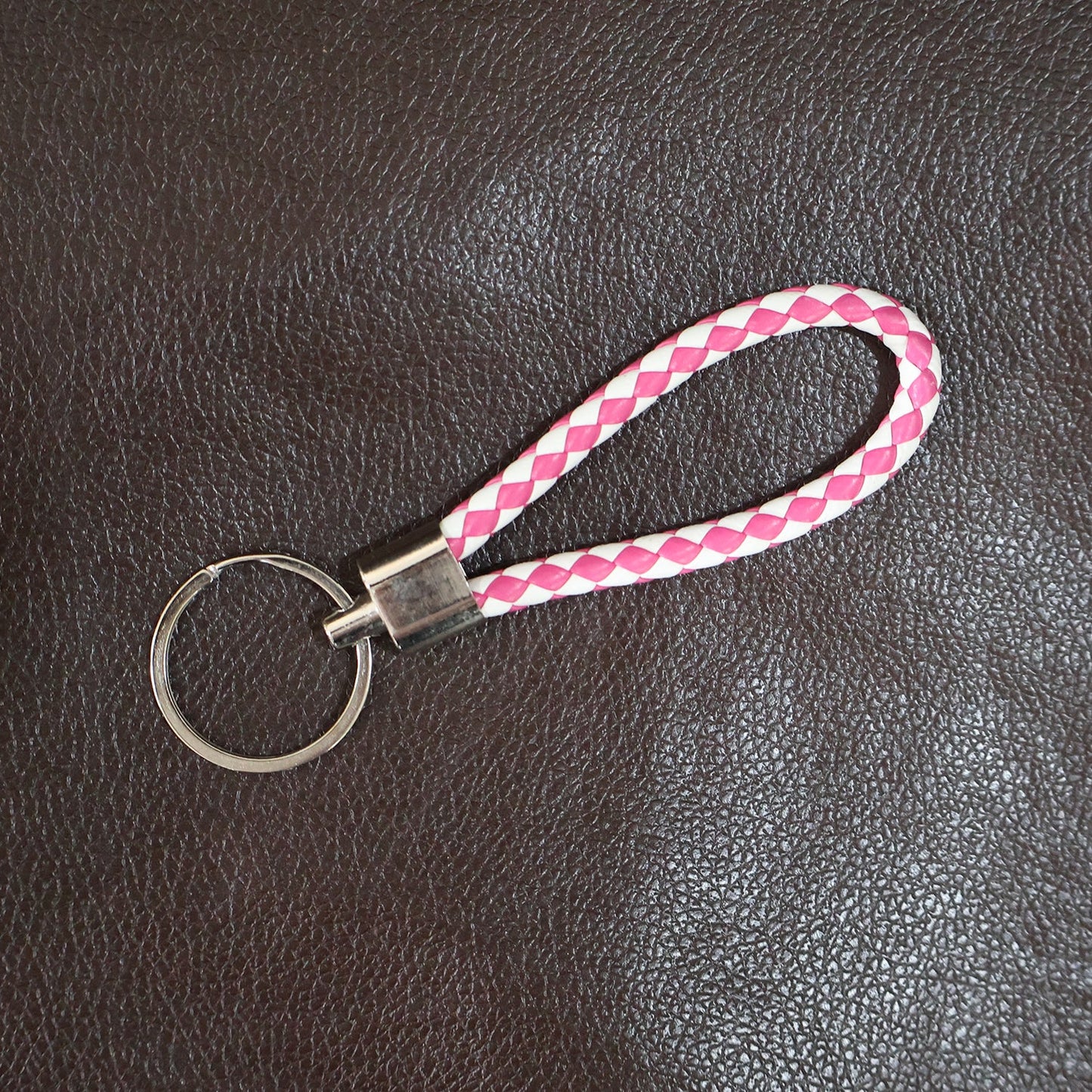 Leather Style Keychain with Metal Ring - (1 Pc)