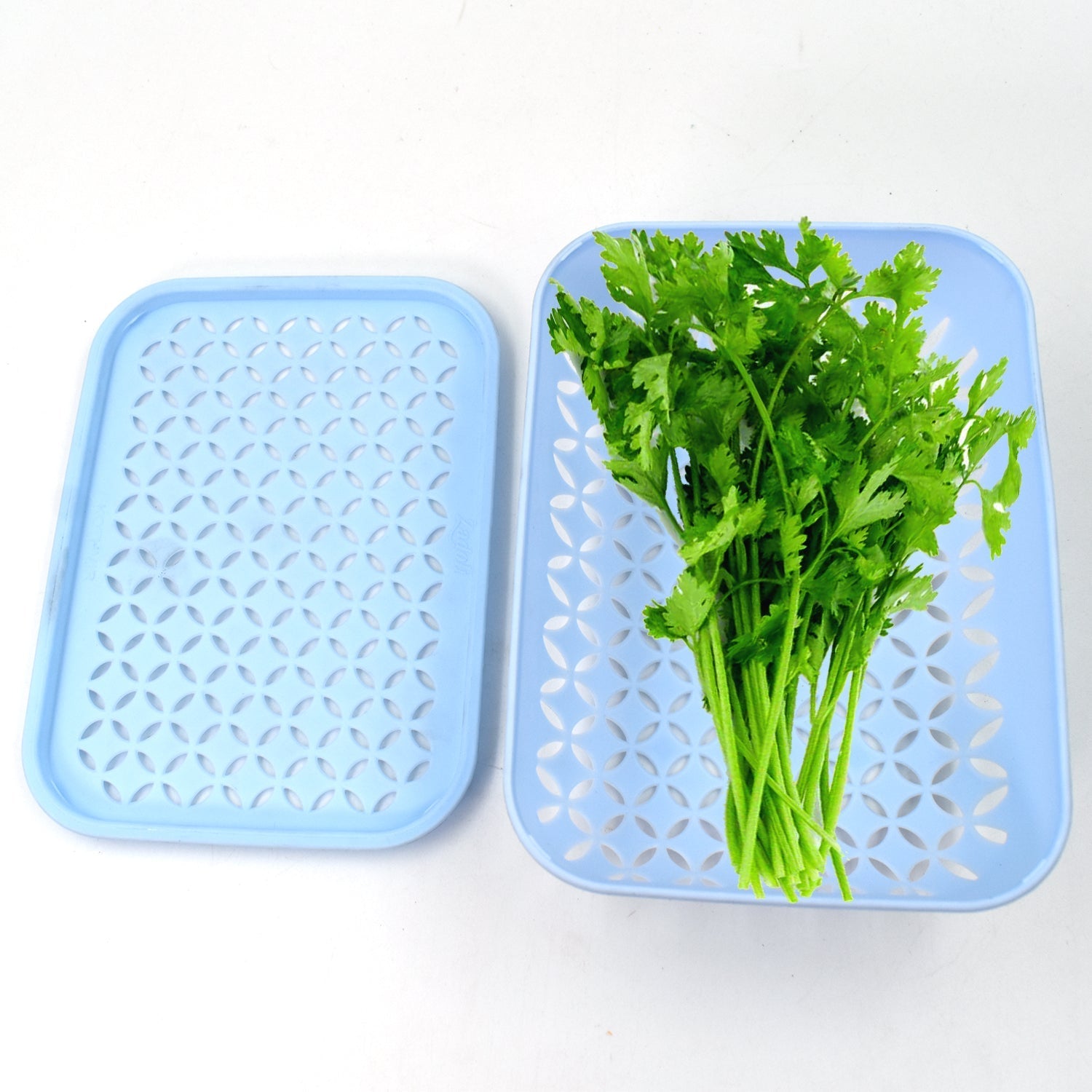 Organized storage basket for fresh produce.