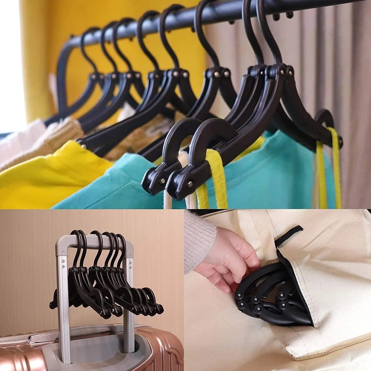 Travel-friendly foldable hangers for efficient clothes drying and storage.