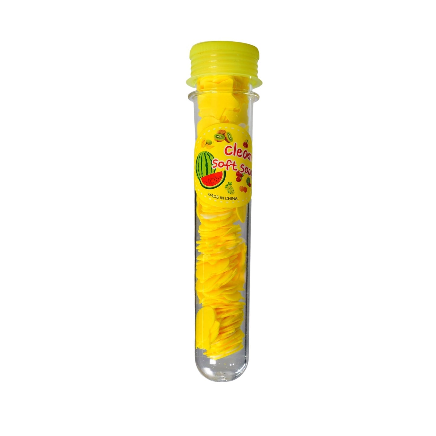 Portable hand washing soap strips in a test tube bottle, flower design