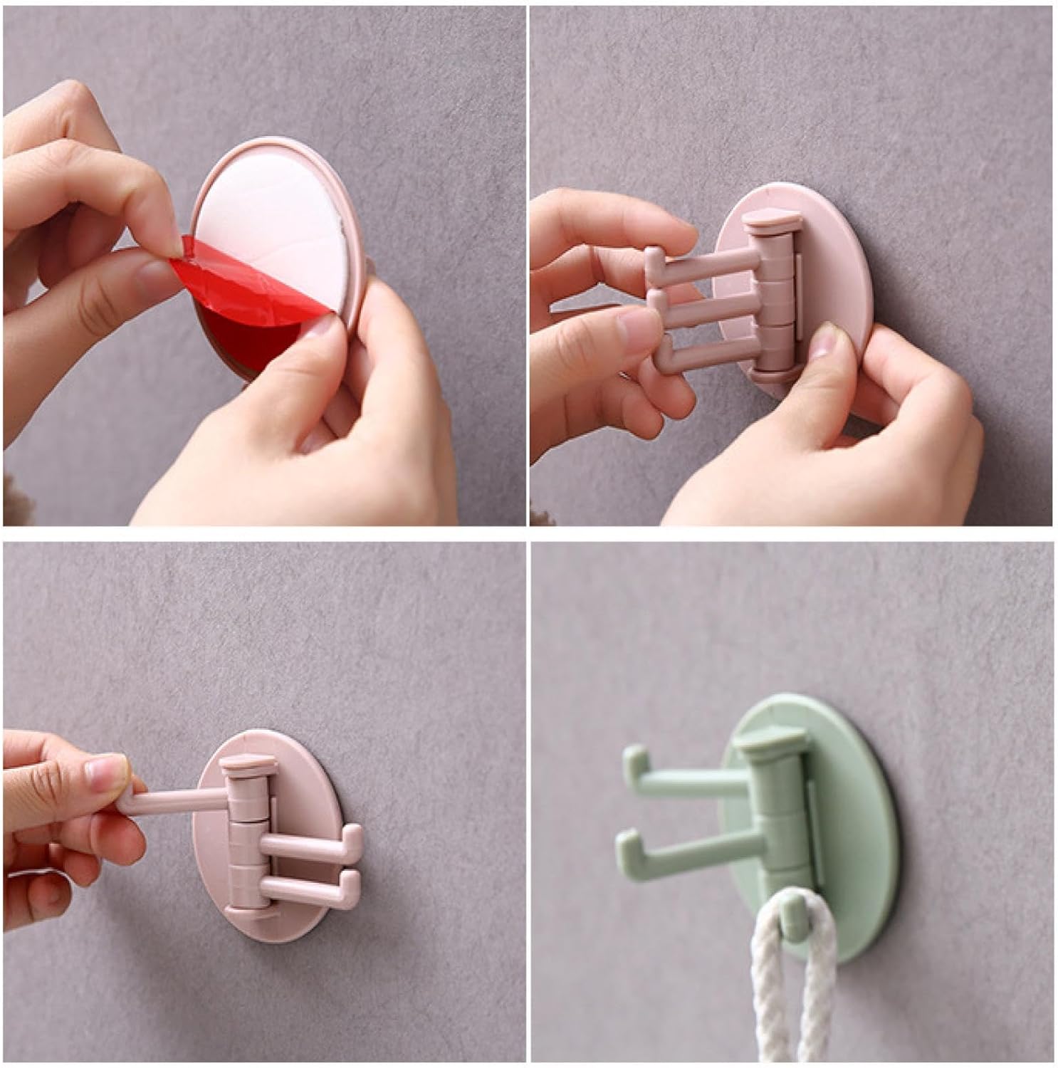 Sticky hook with 180° foldable design for kitchen and bathroom