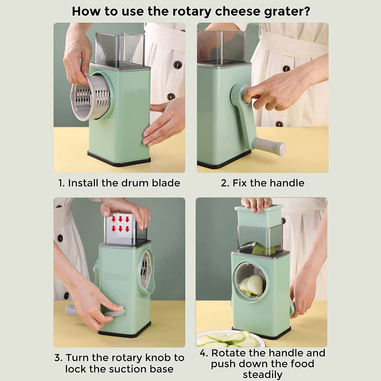 Compact mandolin slicer with multiple grating options