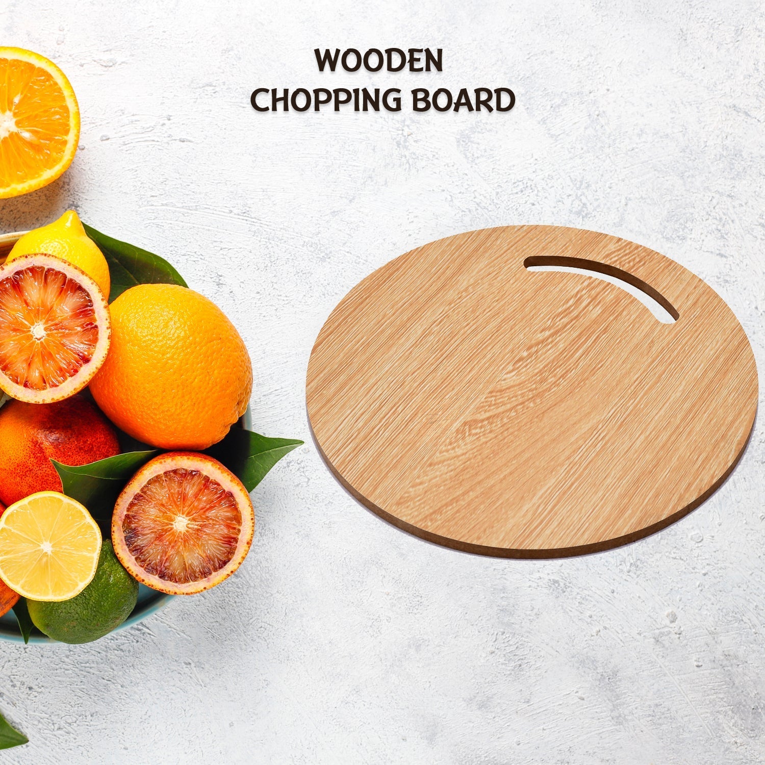 Large round wooden chopping board