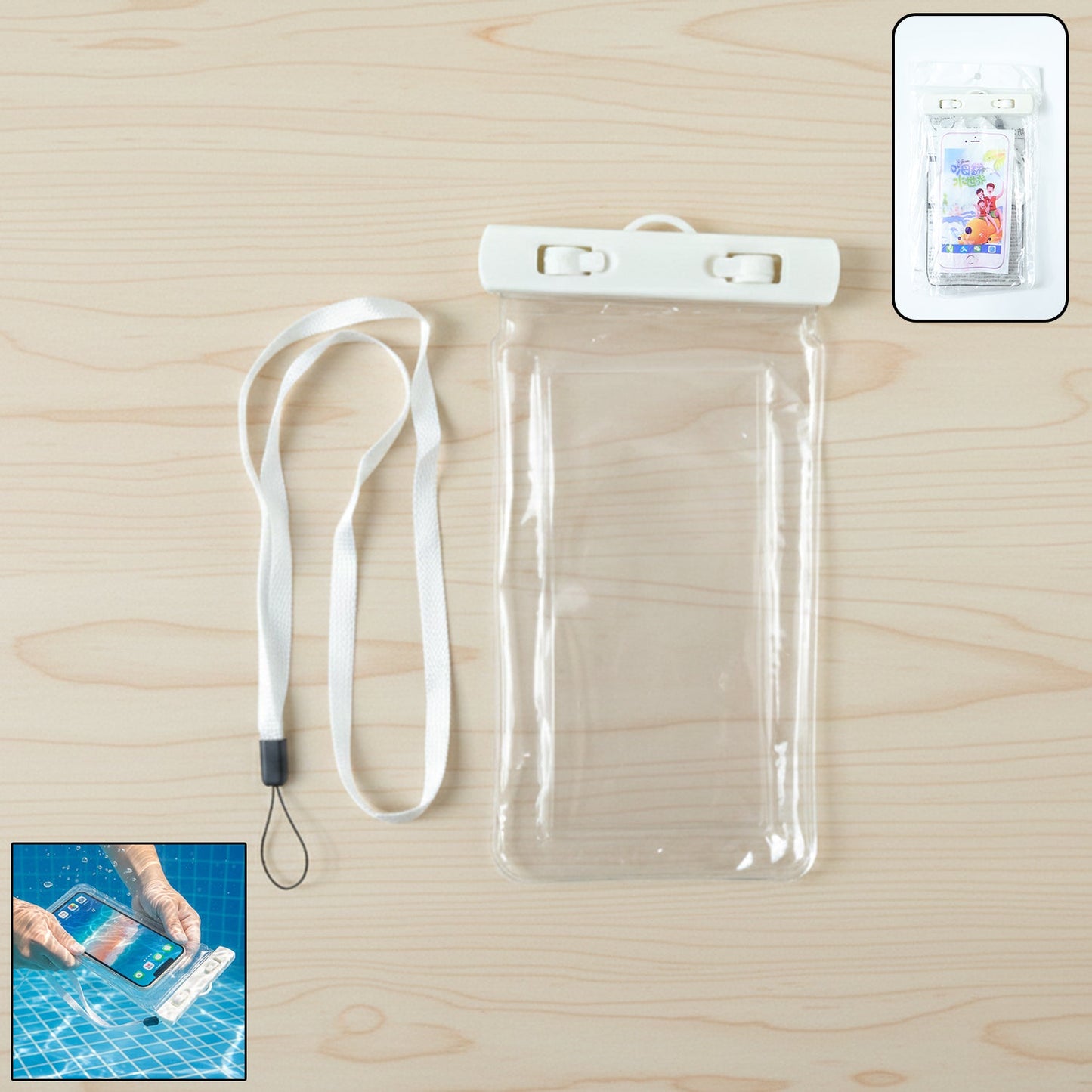 White Waterproof Phone Pouch Bag, Mobile cover (1 Pc)