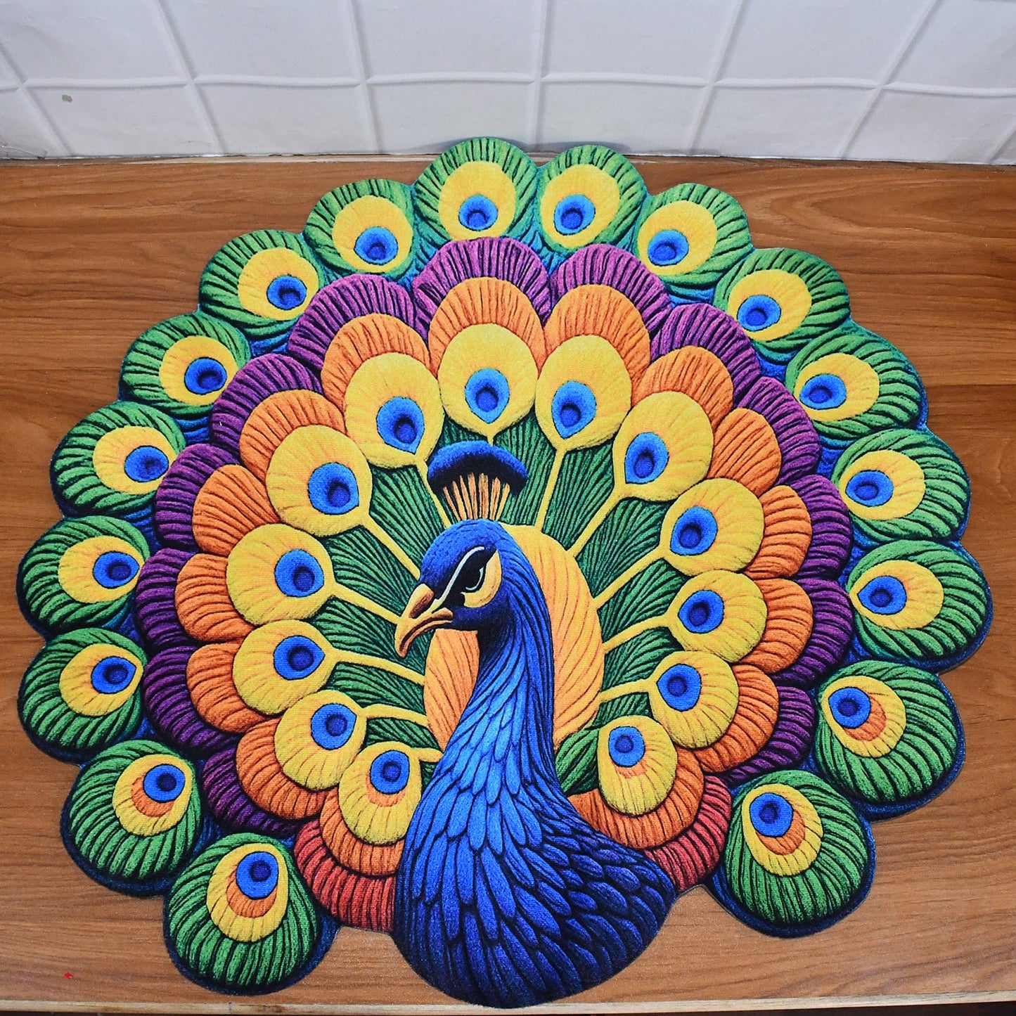 Peacock Design Anti-Slip Floor Mat - (1 Pc)