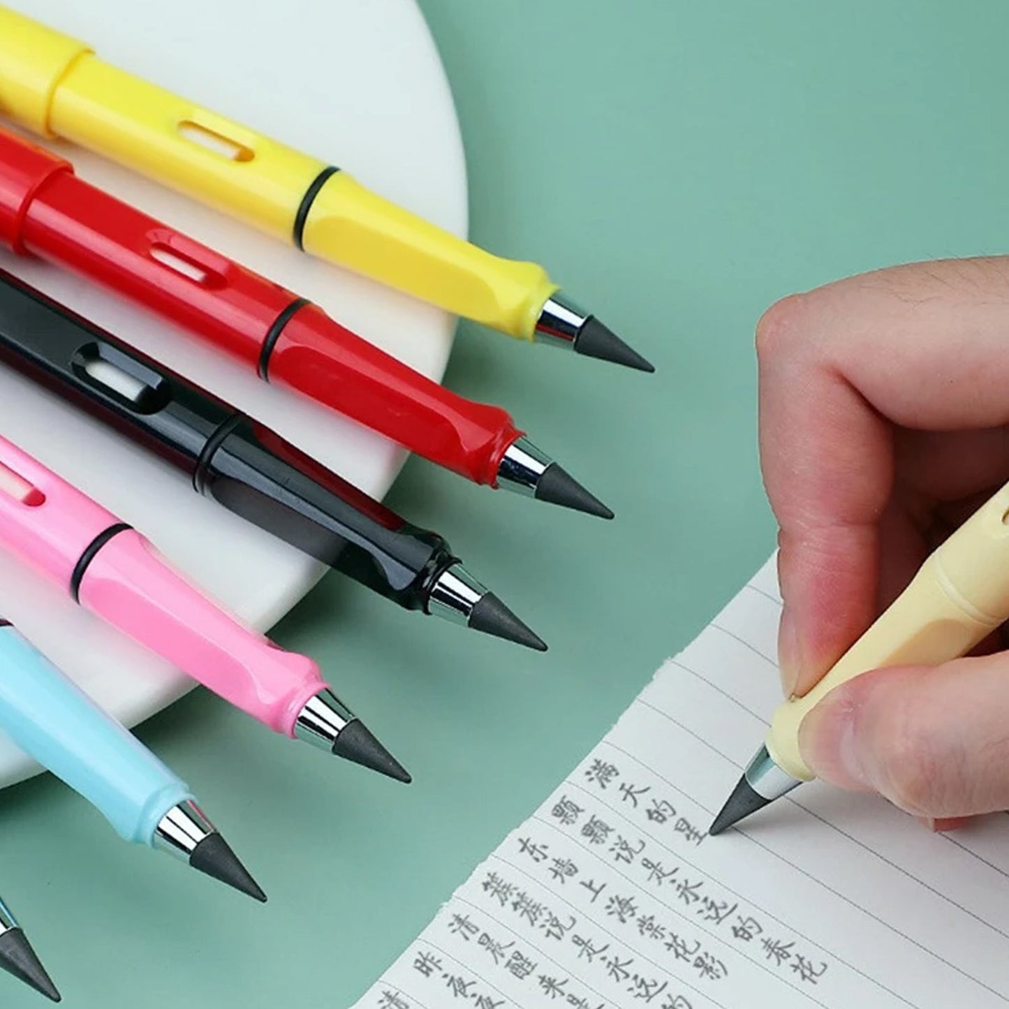 2-in-1 Everlasting Magic Pencil with Replaceable Eraser – Inkless, Reusable, Portable (1 Pc / Mix Color))