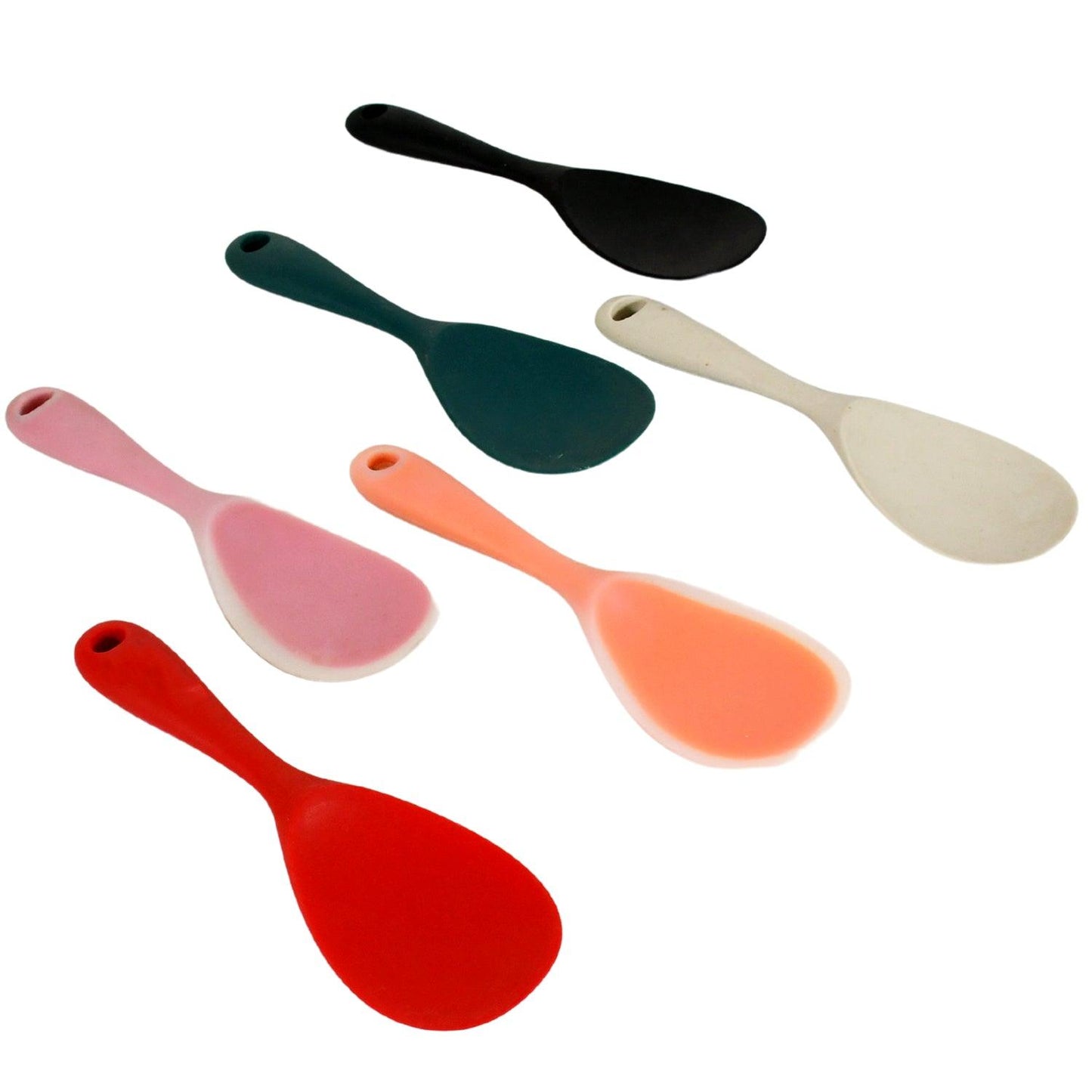 5620 Silicone Rice Paddle Spoon Non Stick Rice Spoon Heat-Resistant Kitchen Rice Spoon with Hanging Hole Perfect for Rice Mashed Potato (6 pcs set / 22 cm)