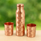 Diamond Cut Copper Water Bottle 2 Glasses with Gift Box (3 Pcs Set)