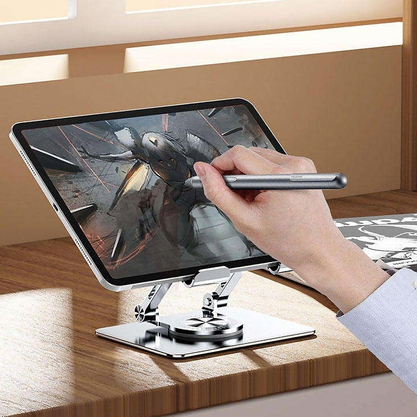 Aluminum Alloy 360°Rotating Bracket, Adjustable Laptop Stand, Portable Foldable Ergonomic Laptop Support