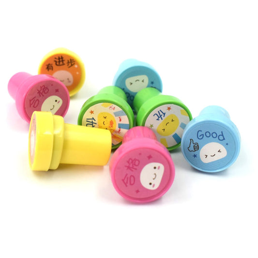 Round emoticon stamps, multicolor set for kids