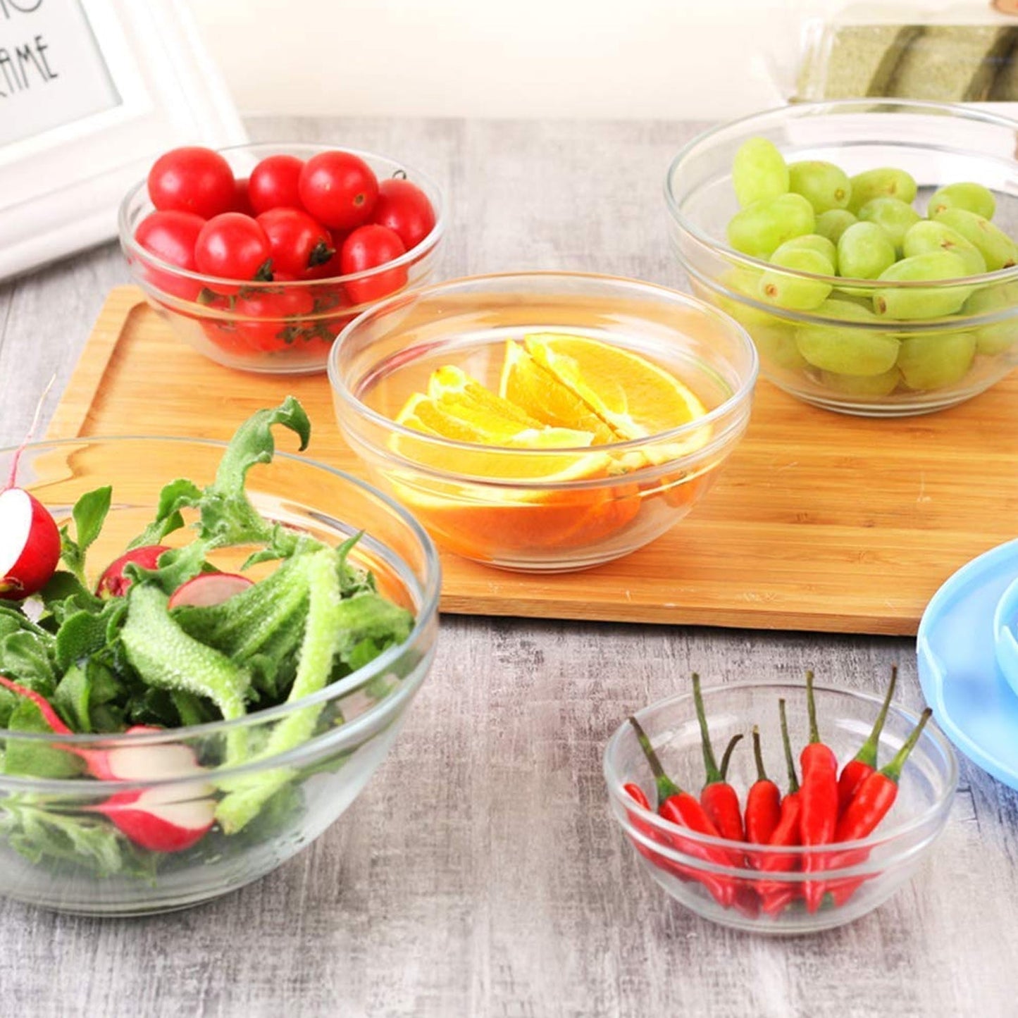 Modern Glass Mixing Bowl Set with Silicone Lids