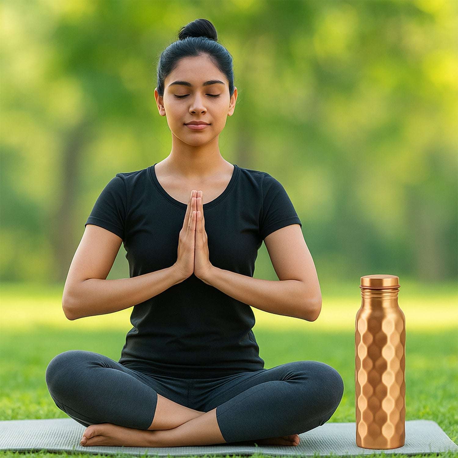 Diamond Cut Copper Water Bottle 2 Glasses with Gift Box (3 Pcs Set)