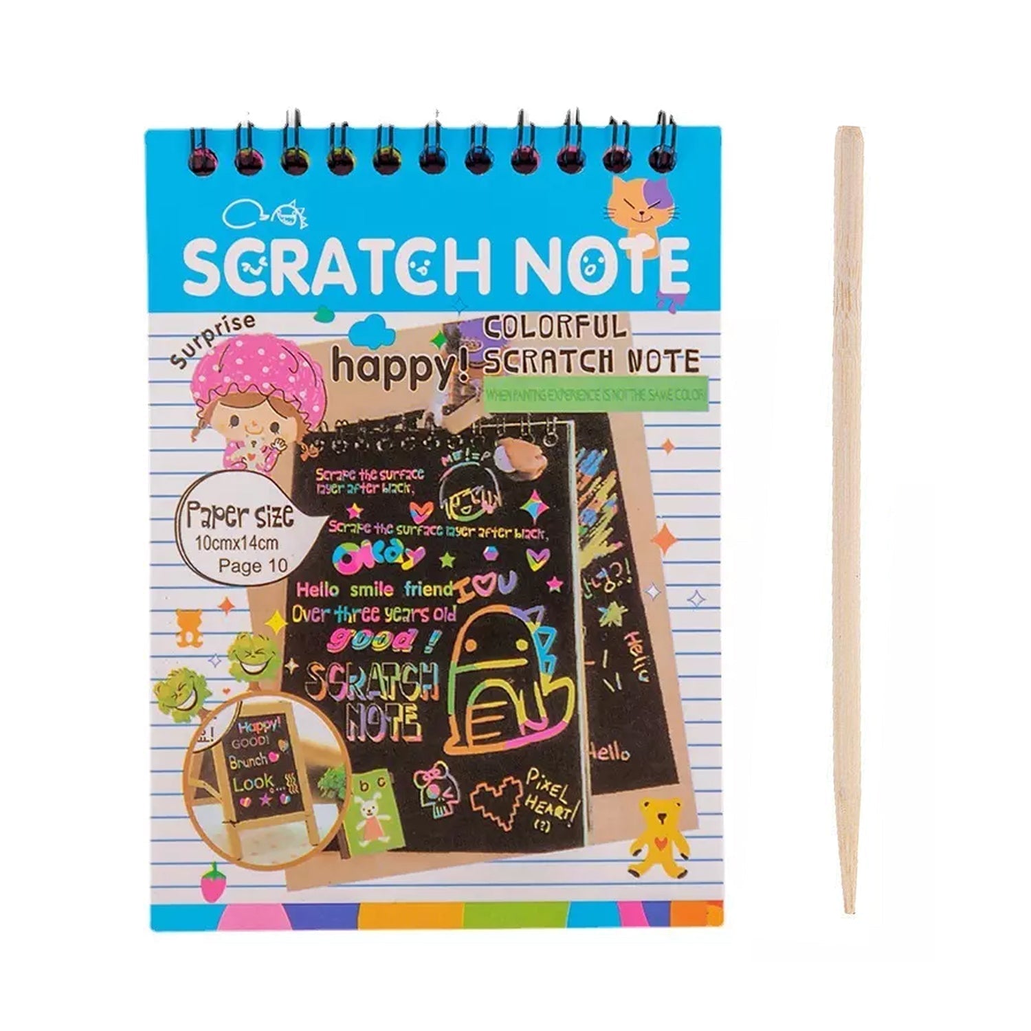 Scratch art sheets with rainbow colors, 10 pages