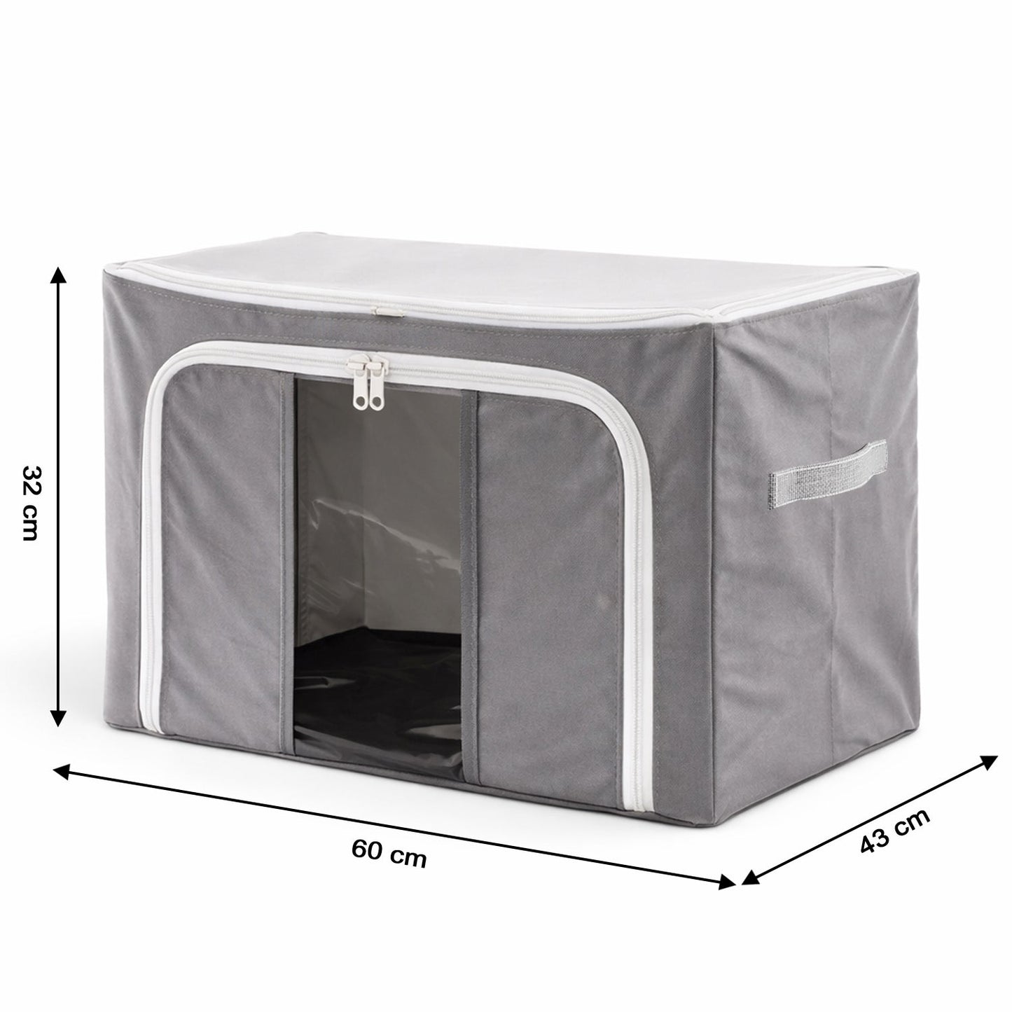 Foldable Steel Frame Clothes Storage Organizer Bag 60x43x32cm (Mix Color)