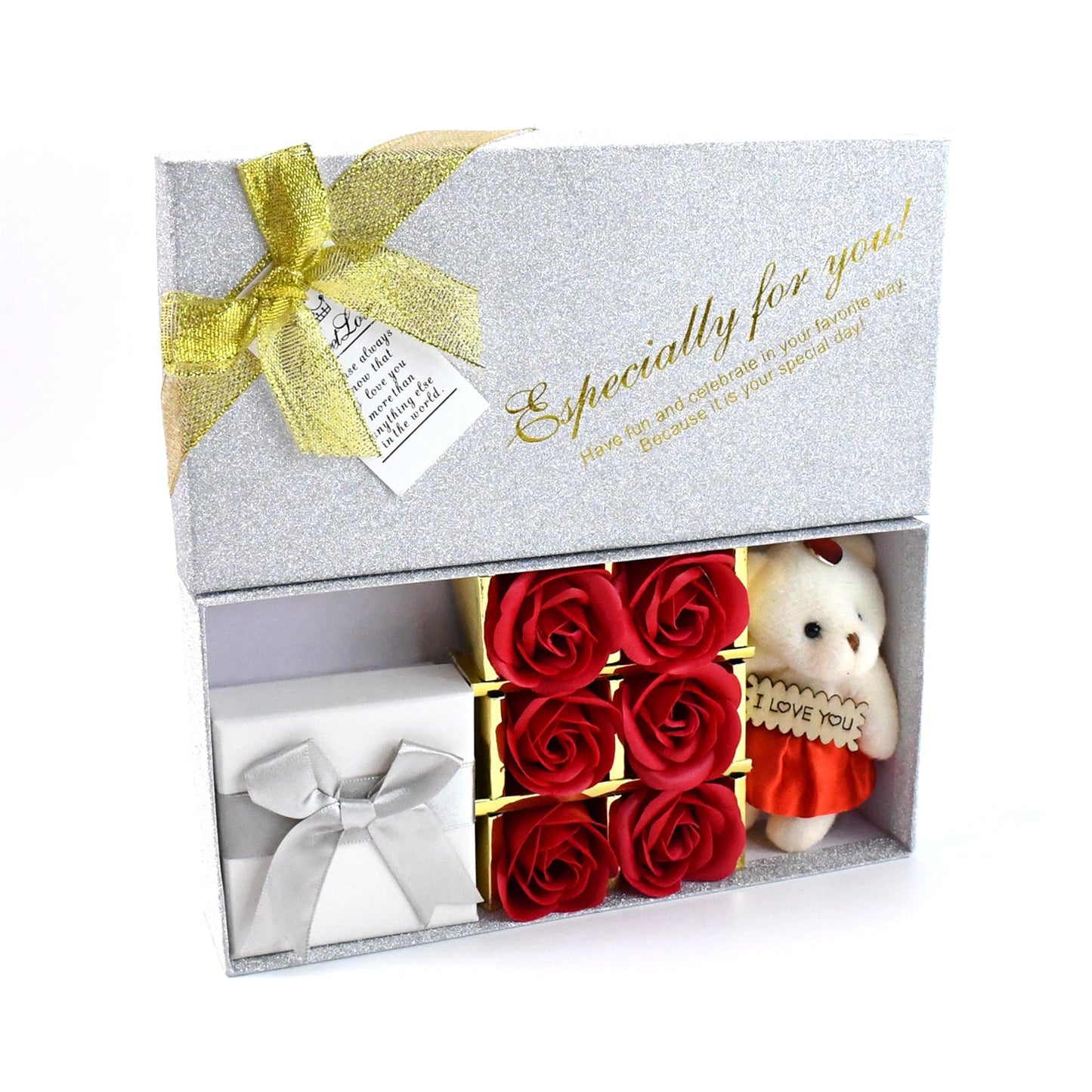 Valentine Day Gift Set Scented Rose Flowers Pack with Teddy