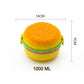 Burger Shape Lunch Box Plastic Lunch Box Food Container Sets Double Layer Lunchbox 1000ml With 2 Spoon Applicable to Kids and Elementary School Students