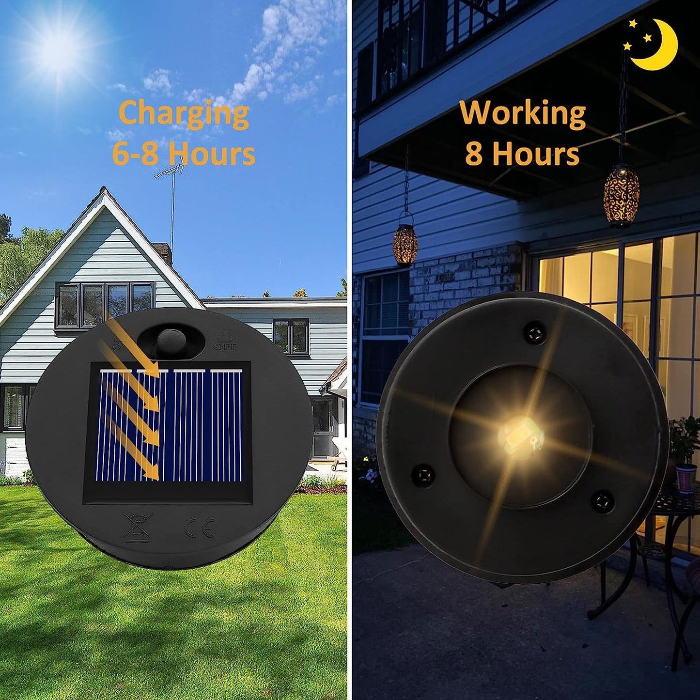 Solar-powered garden light with waterproof feature for path lighting.