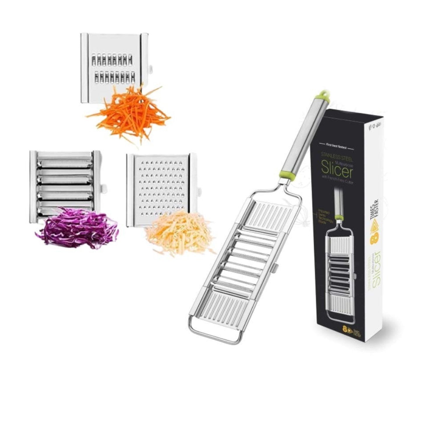 Kitchen grater and slicer with multiple functions