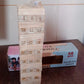 Wooden Tumbling Stacking Tower Game, Zenga tower (48 Pcs Blocks 2 Dices)