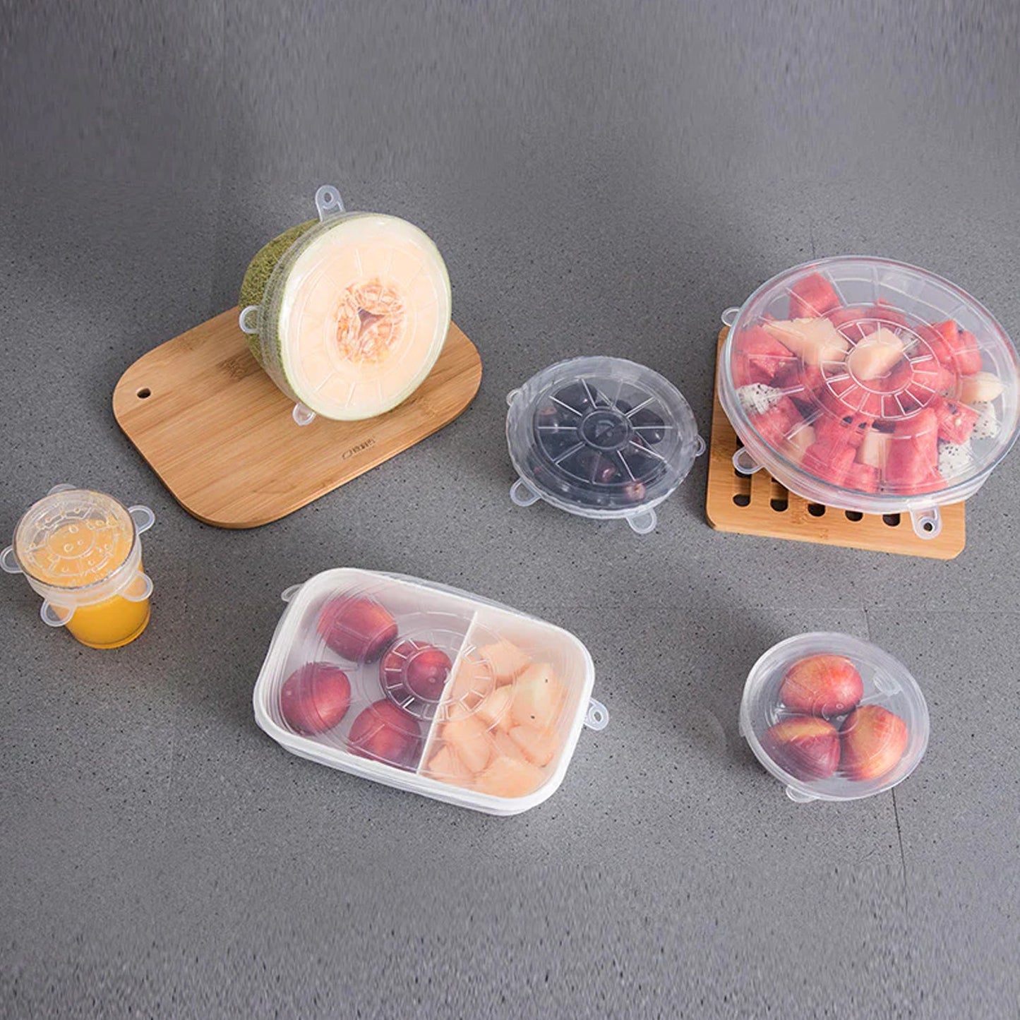 Silicone Stretch Lids, Microwave & Freezer Safe Food Covers (6 Pcs Set /95 Gm )