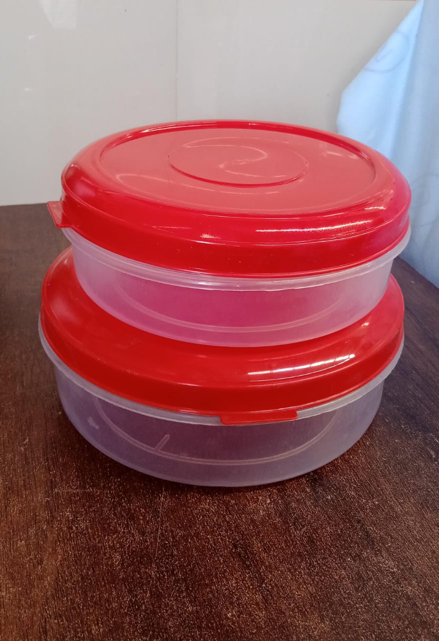 Round Plastic Big & Small Storage Container Box (PACK OF 2)