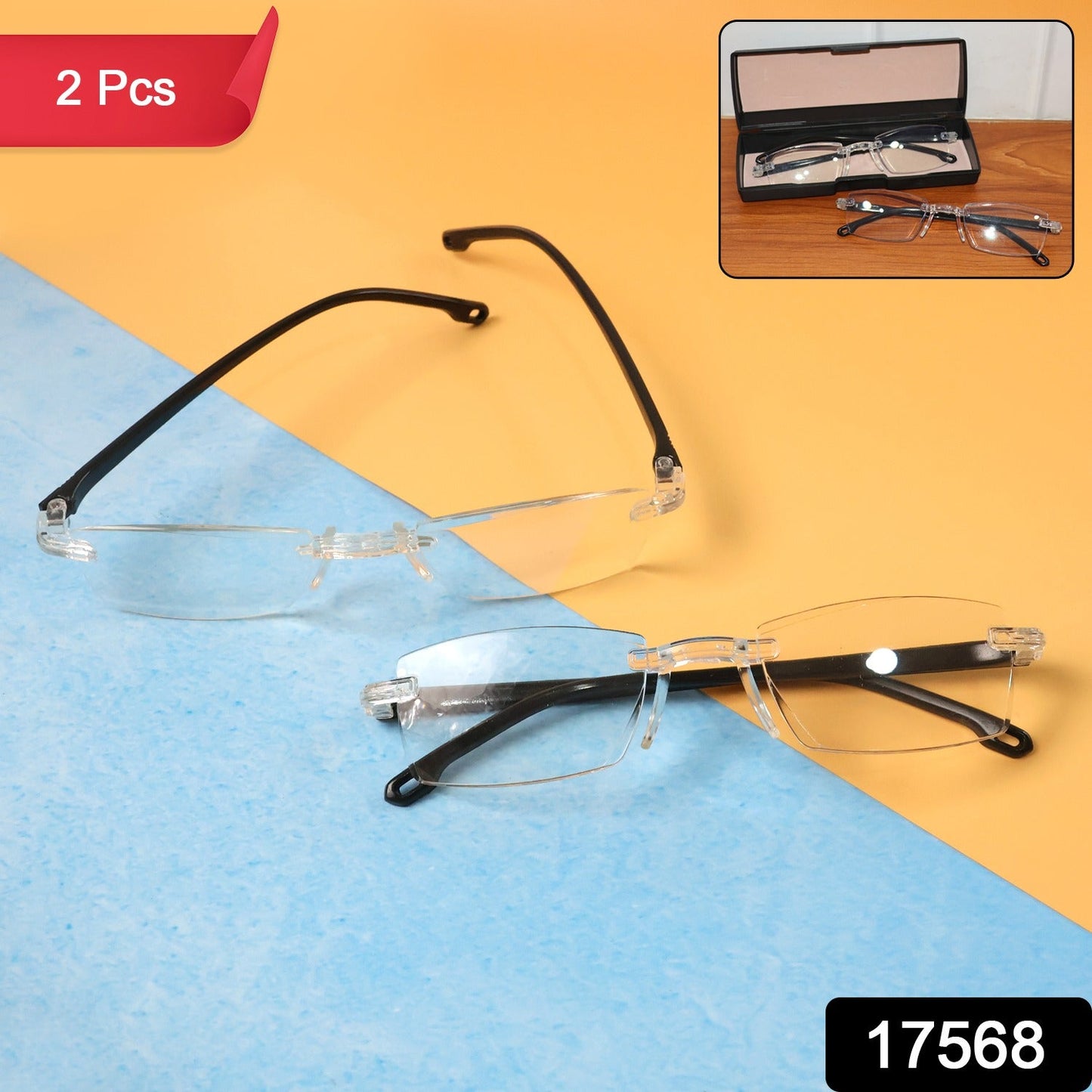 Pack of 2 Rimless Reading Glasses – Lightweight Comfort Readers