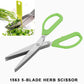 Herb scissors with 5 stainless steel blades, detailed view