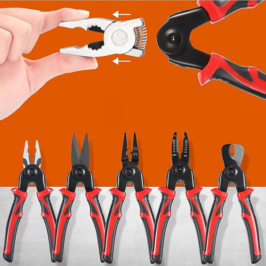 5 in 1 Wire Stripper Pliers Set  Soft Grip, Anti-Slip, Alloy Steel, Cutting & Stripping