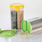 Transparent storage dispenser container for kitchen, 3-in-1 design.