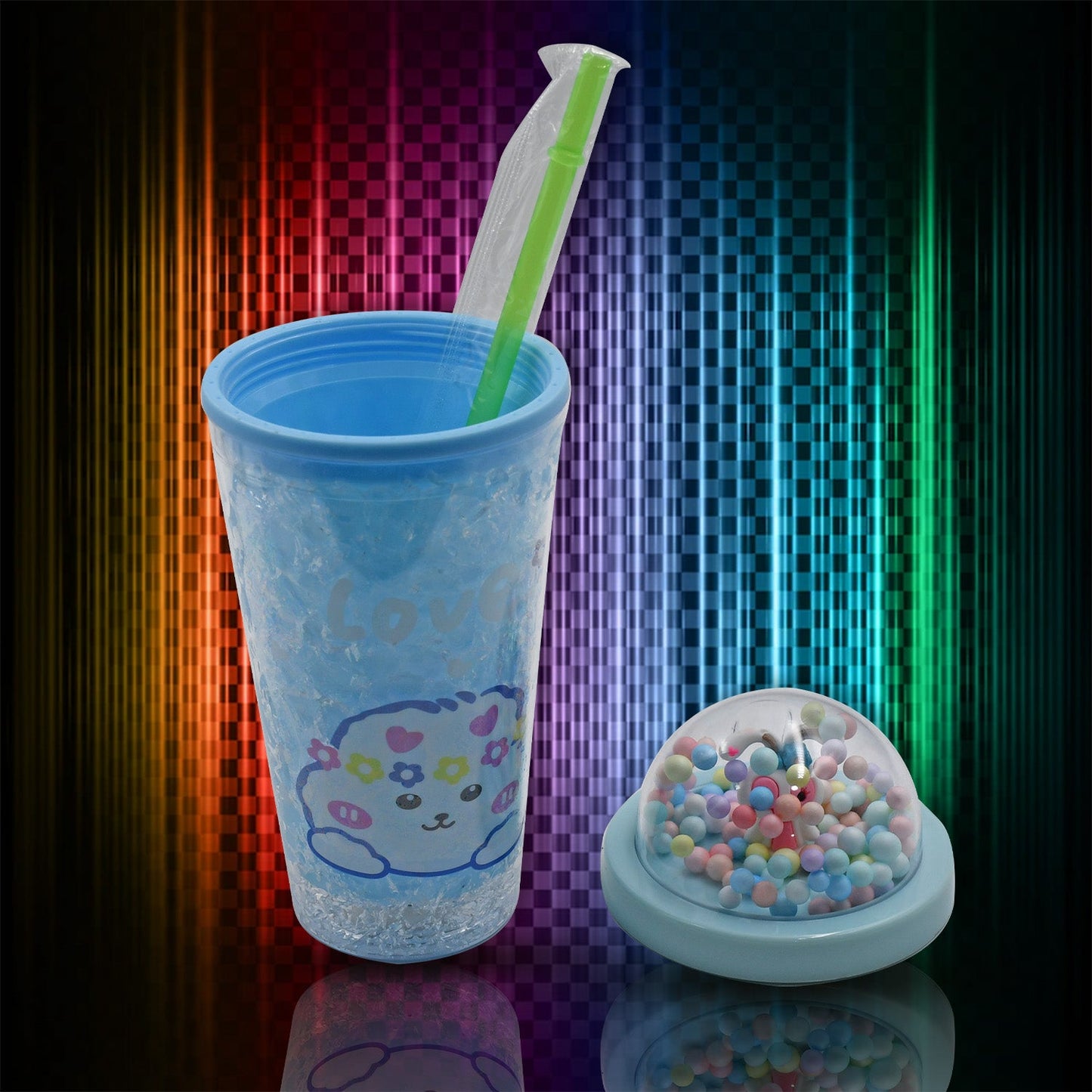 LED light unicorn sipper with glitter, for kids and adults