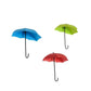 Colorful umbrella wall hooks for keys and small items, ideal for bathrooms and kitchens.