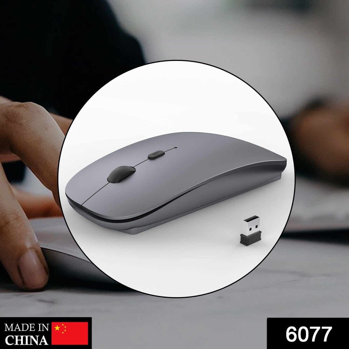 Compact wireless mouse compatible with laptops, PCs, and Mac.