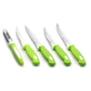 Multipurpose knife and peeler set with stylish stand.