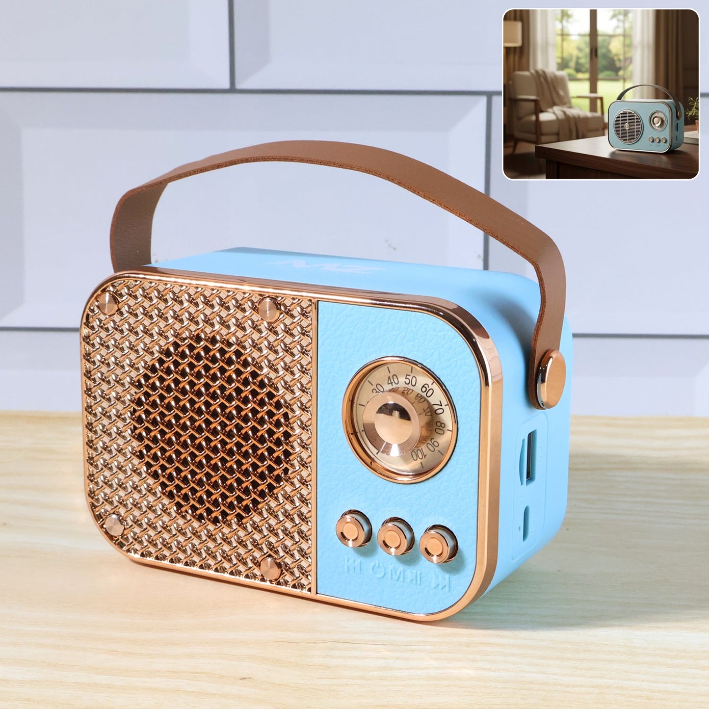 Vintage Style Wireless Portable Speaker with Retro Radio (1 Pc)