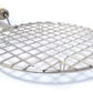 Stainless steel roaster and barbecue grill with wooden handle.