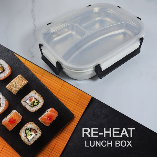 Transparent lunch box for kids and adults, 3 compartments