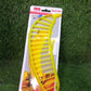 Plastic banana slicer with handle, for cutting fruit into slices for salads.