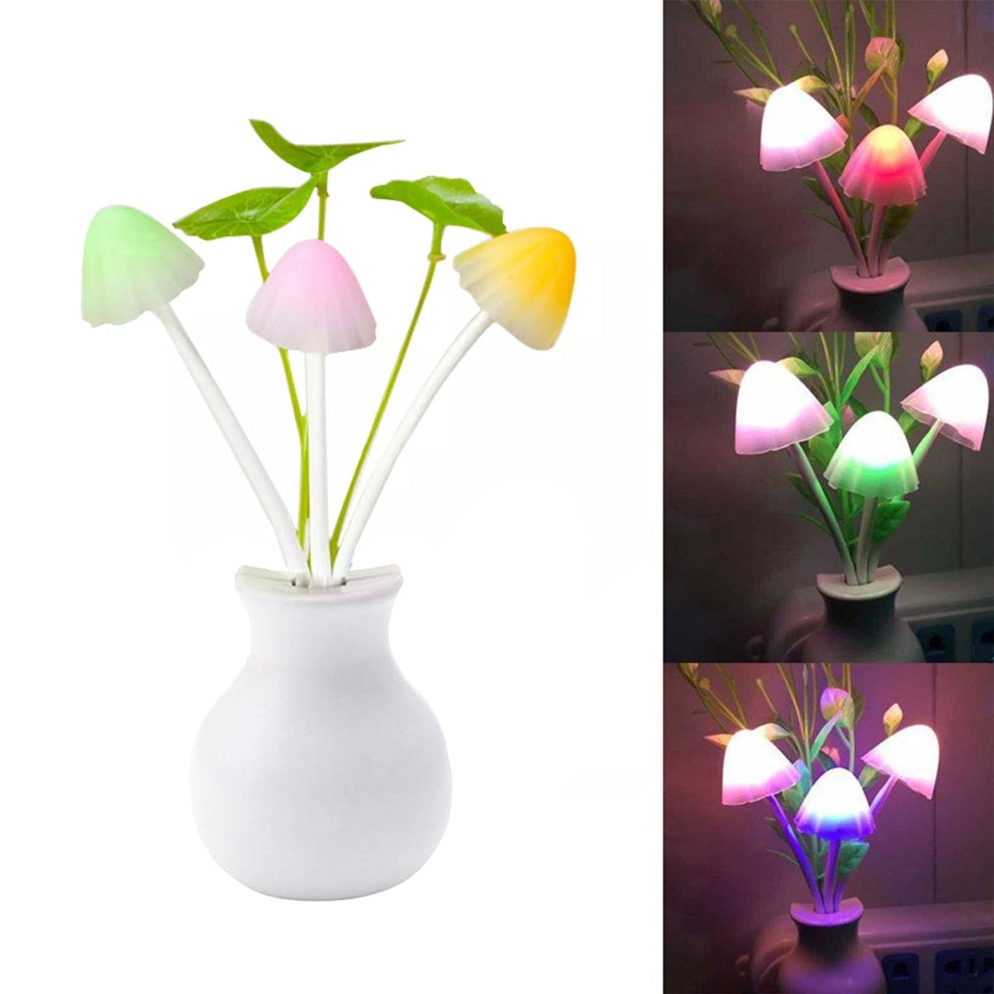 LED mushroom night light with auto sensor.