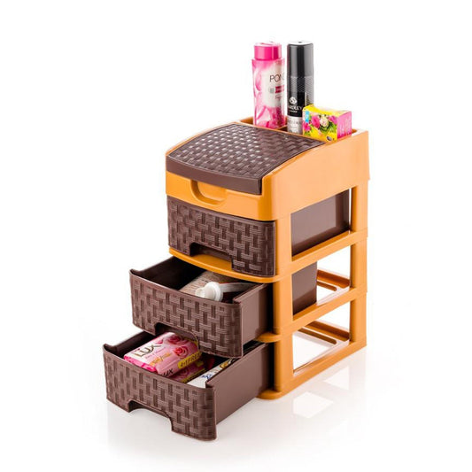 Mini storage unit with 3 layers, useful for storing items at home or work.