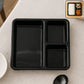 Plastic Multi-Compartment Meal Serving Tray – 3-Section Rectangular Dining Plate (1 Pc / Black)