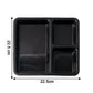 Plastic Multi-Compartment Meal Serving Tray – 3-Section Rectangular Dining Plate (1 Pc / Black)