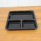 Plastic Multi-Compartment Meal Serving Tray – 3-Section Rectangular Dining Plate (1 Pc / Black)