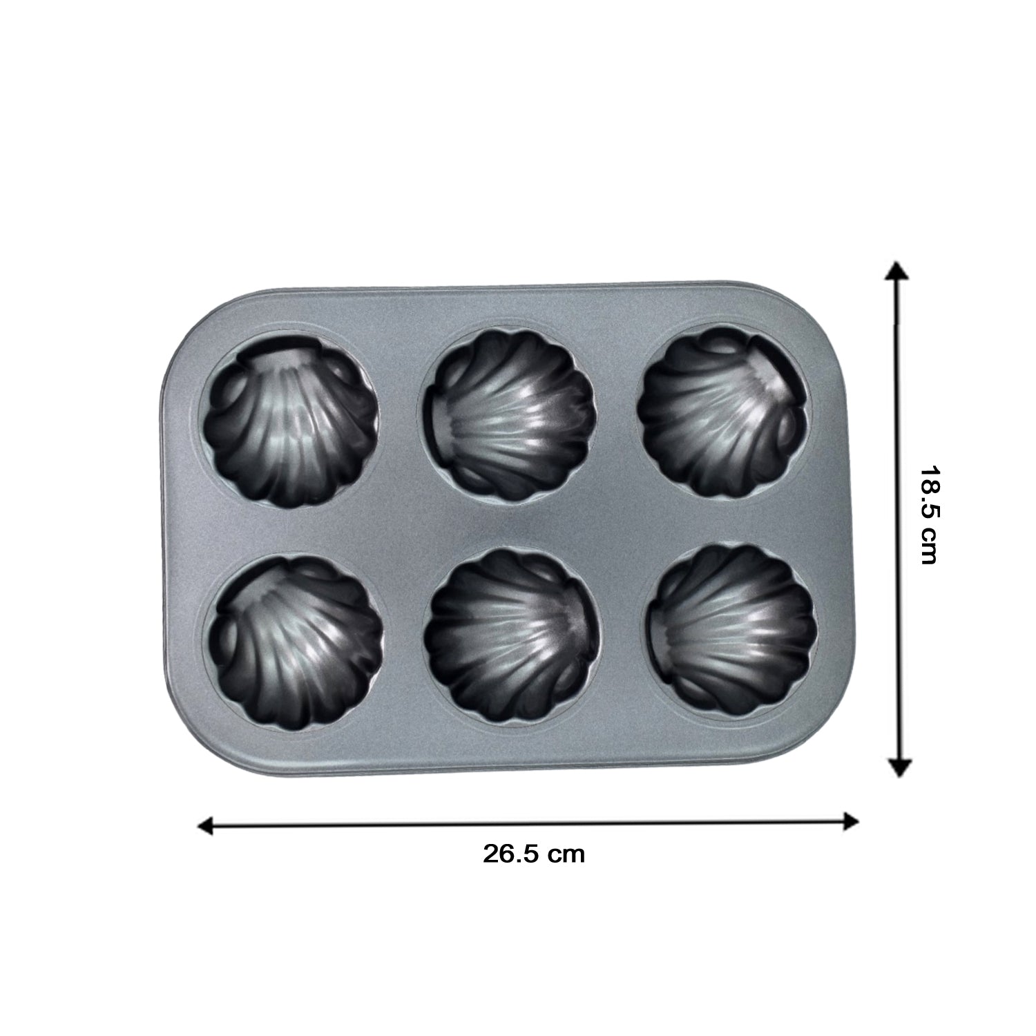 Non-stick baking tray with 6 slots